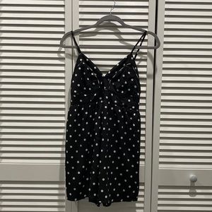 black and white polka dot romper